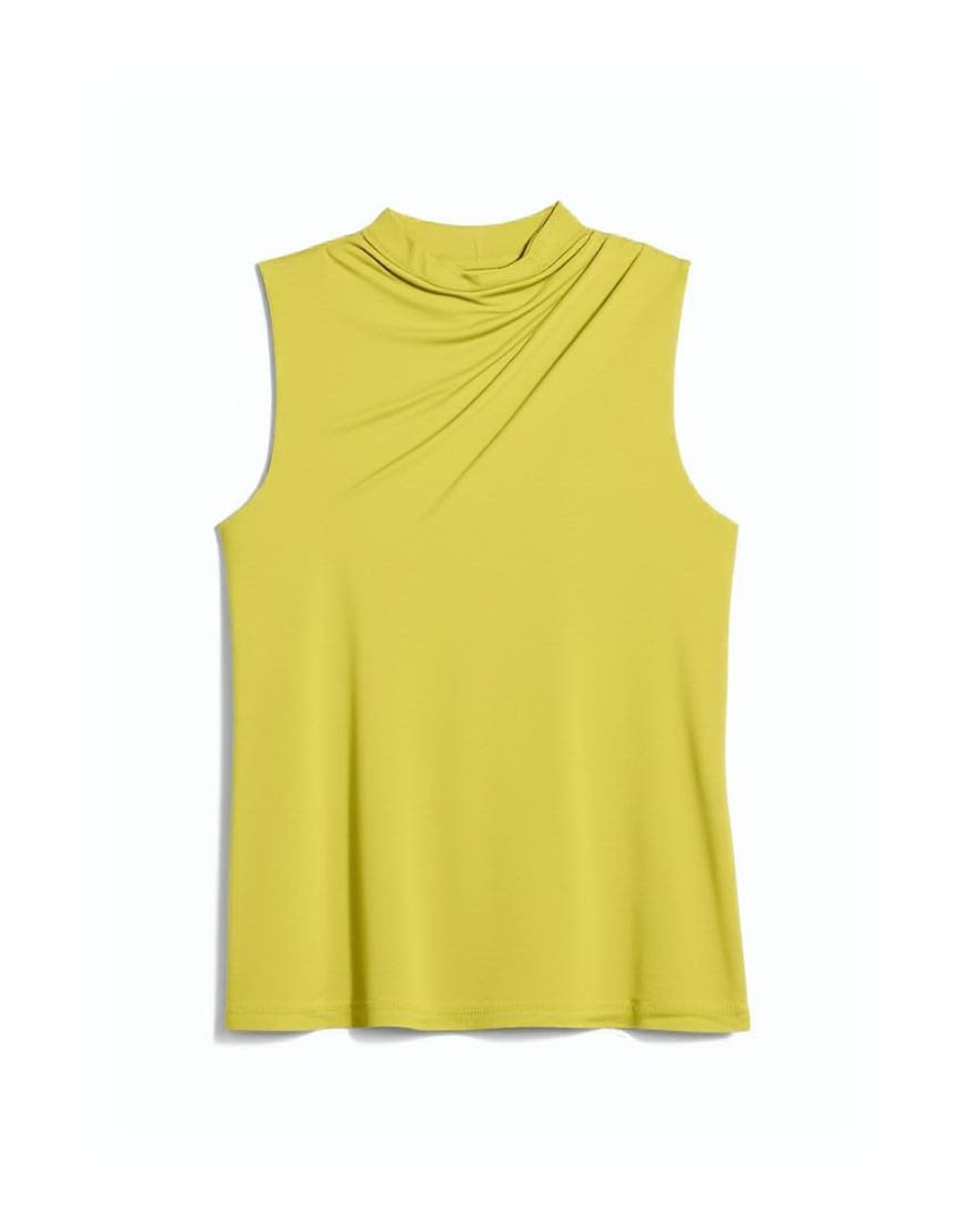 Topshop cowl drape back top in chartreuse