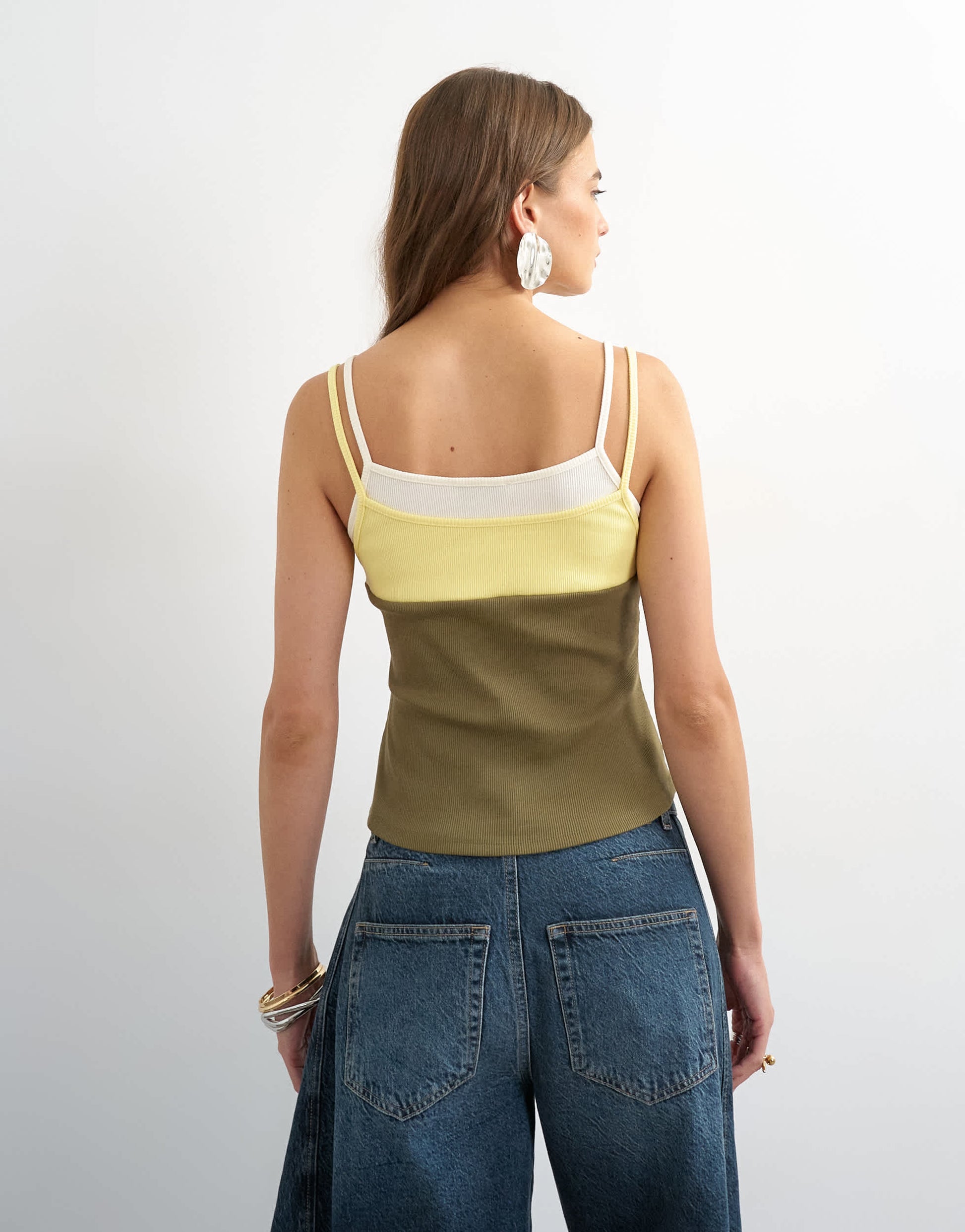 Topshop colour block cami in yellow
