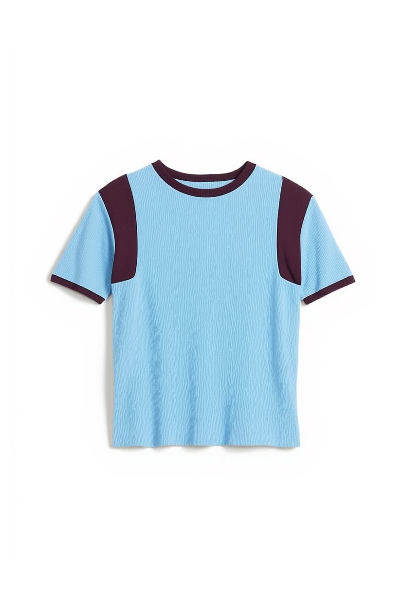 Topshop waffle colourblock tee in blue
