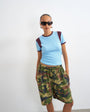 Topshop waffle colourblock tee in blue