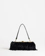 Topshop Steele small faux feather shoulder bag in black