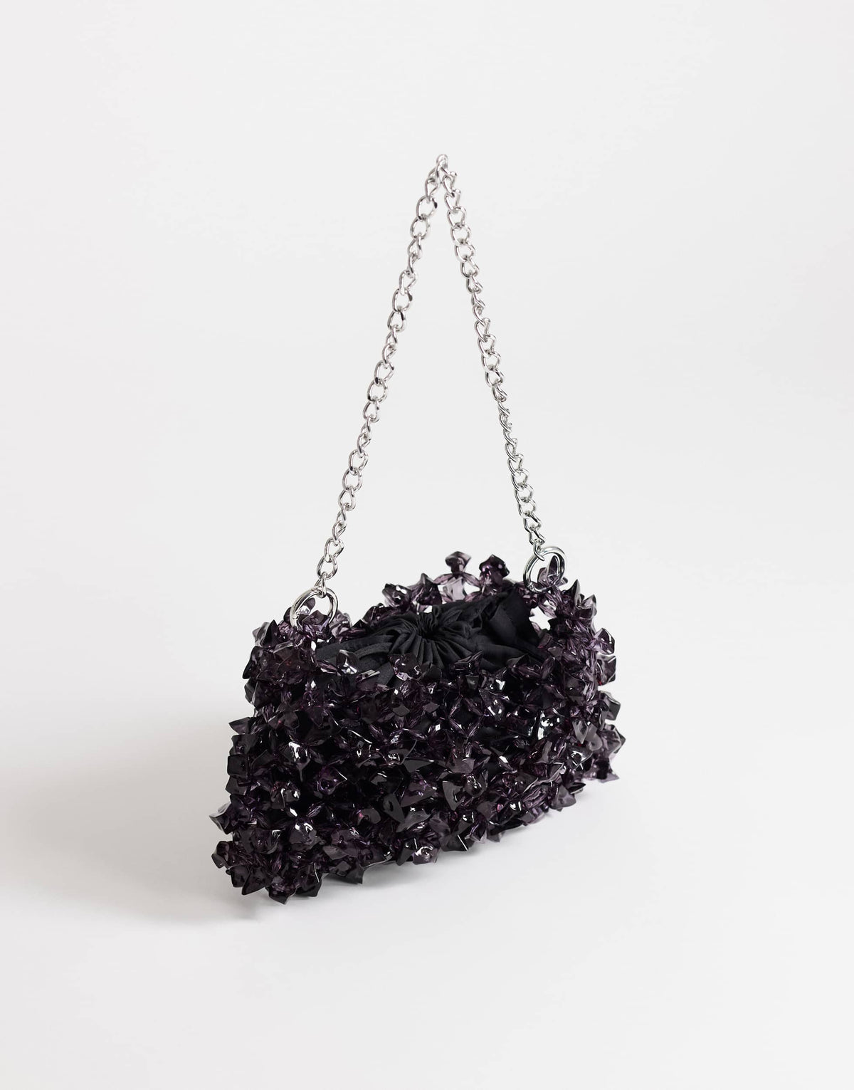 Topshop Scarlett small beaded shoulder bag in black