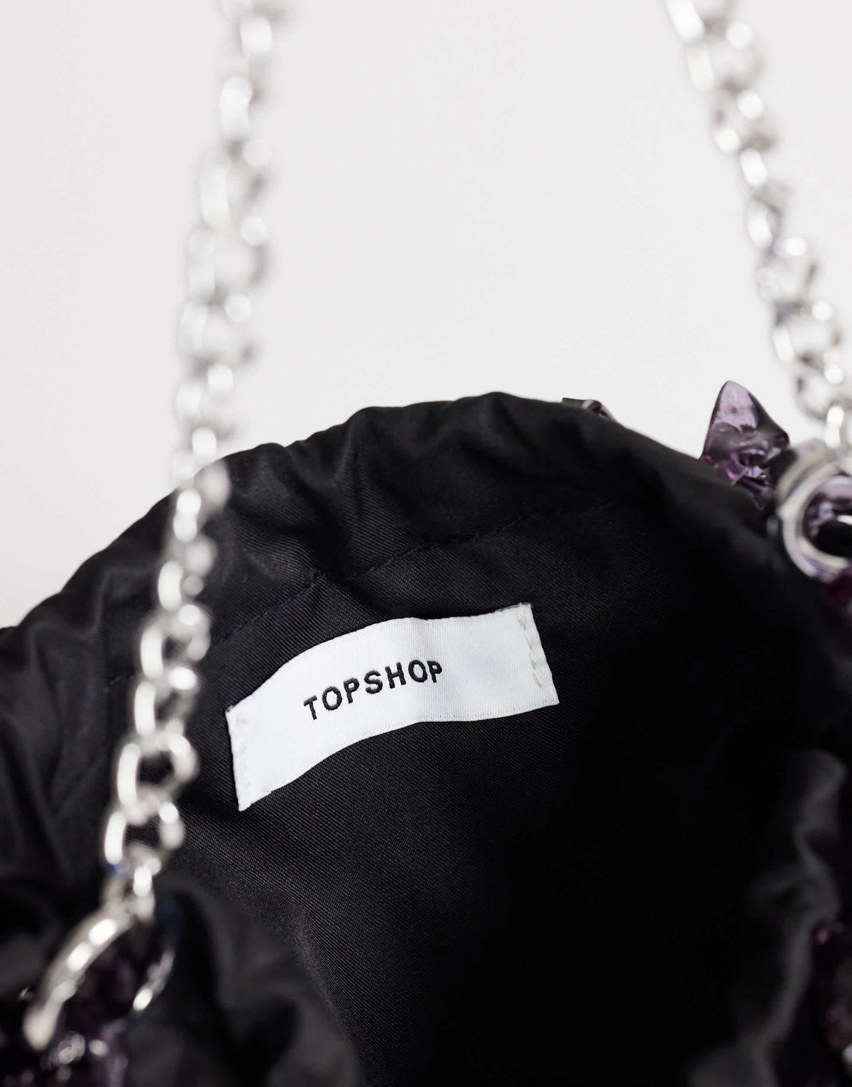 Topshop Scarlett small beaded shoulder bag in black