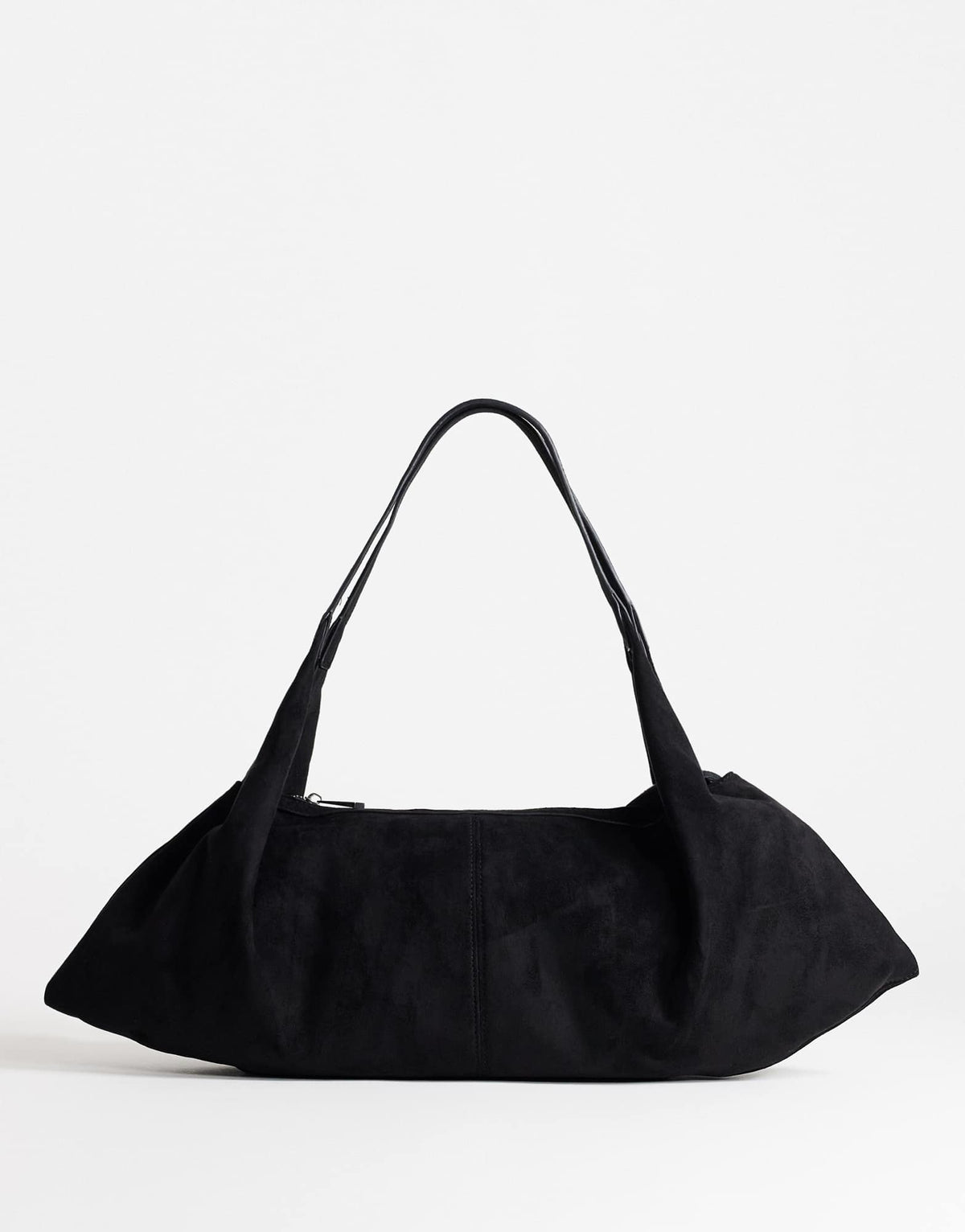 Topshop Saskia large suedette shoulder bag in black