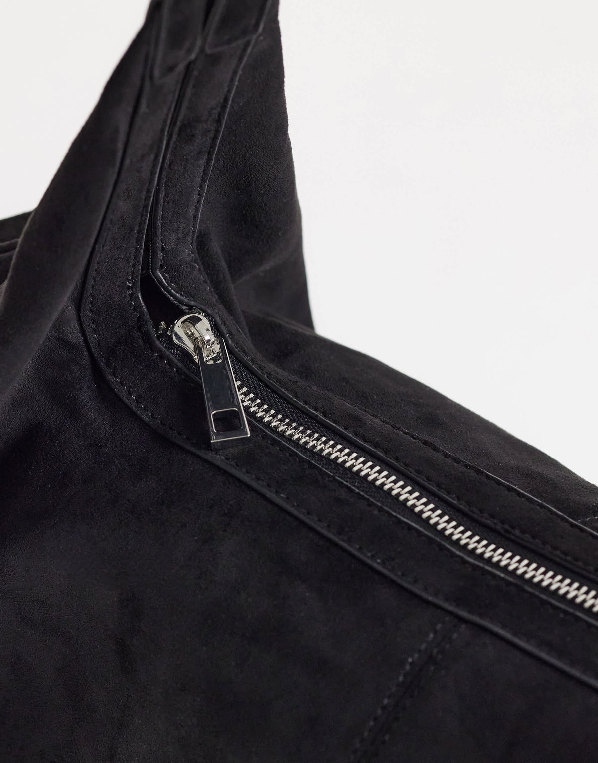 Topshop Saskia large suedette shoulder bag in black