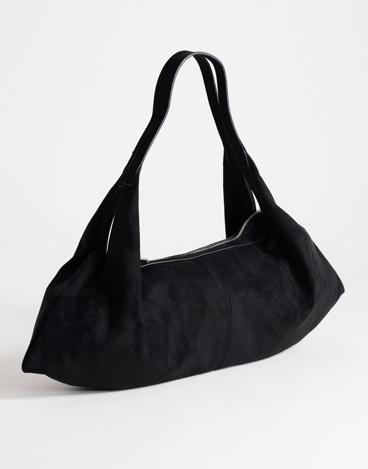 Topshop Saskia large suedette shoulder bag in black