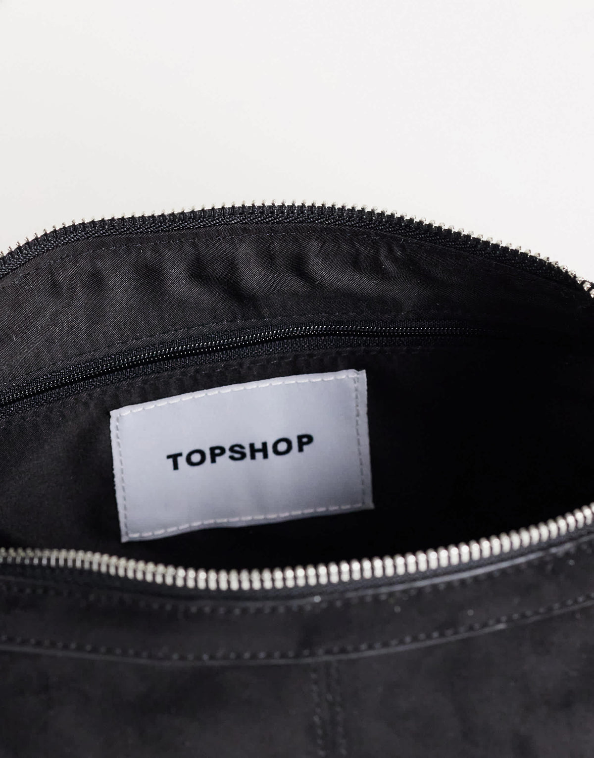 Topshop Saskia large suedette shoulder bag in black