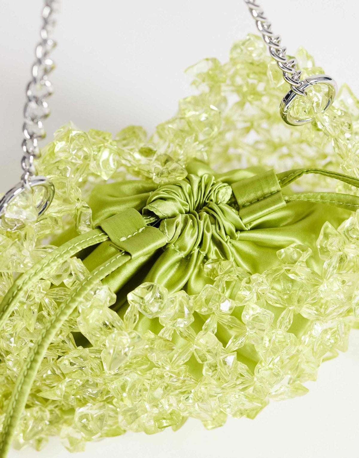 Topshop Scarlett small beaded shoulder bag in green