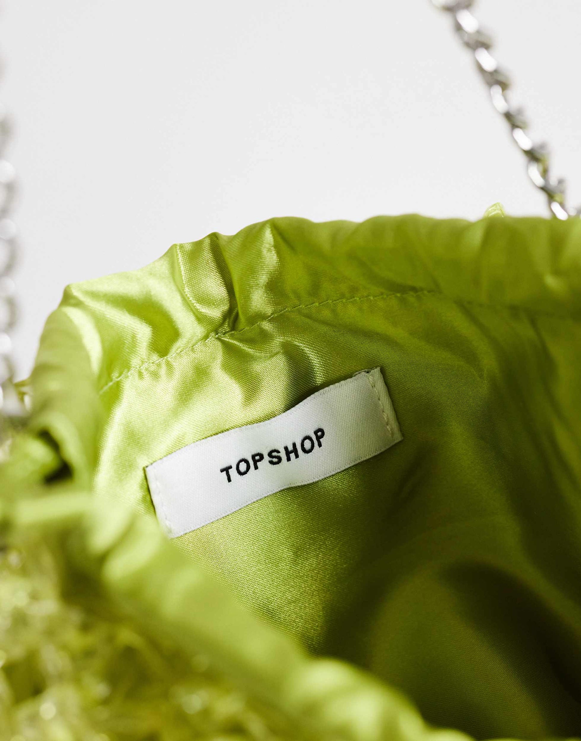 Topshop Scarlett small beaded shoulder bag in green