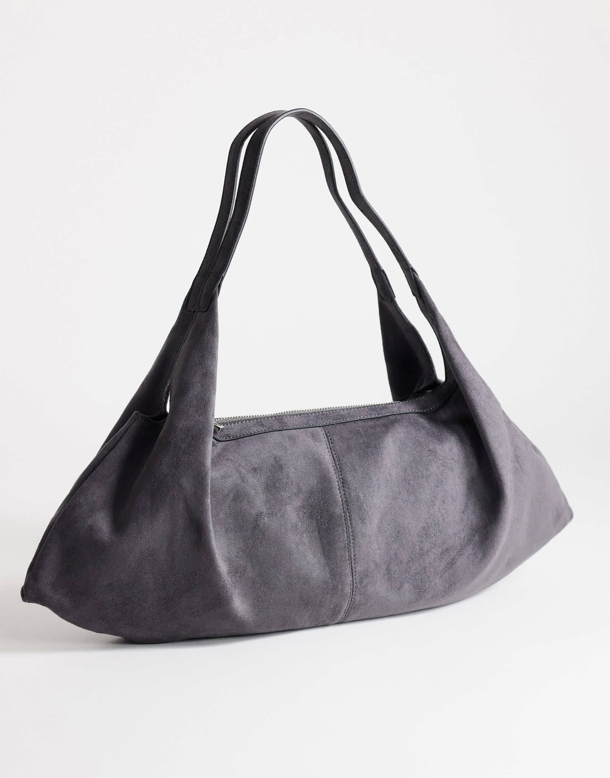 Topshop Saskia large suedette shoulder bag in grey