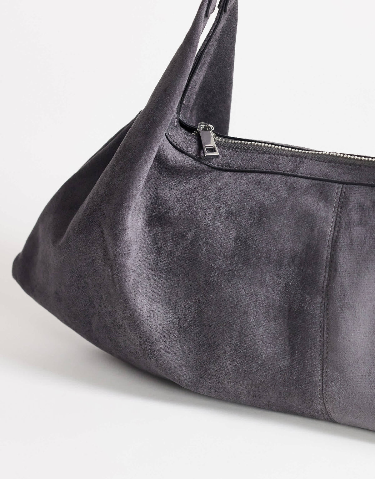 Topshop Saskia large suedette shoulder bag in grey