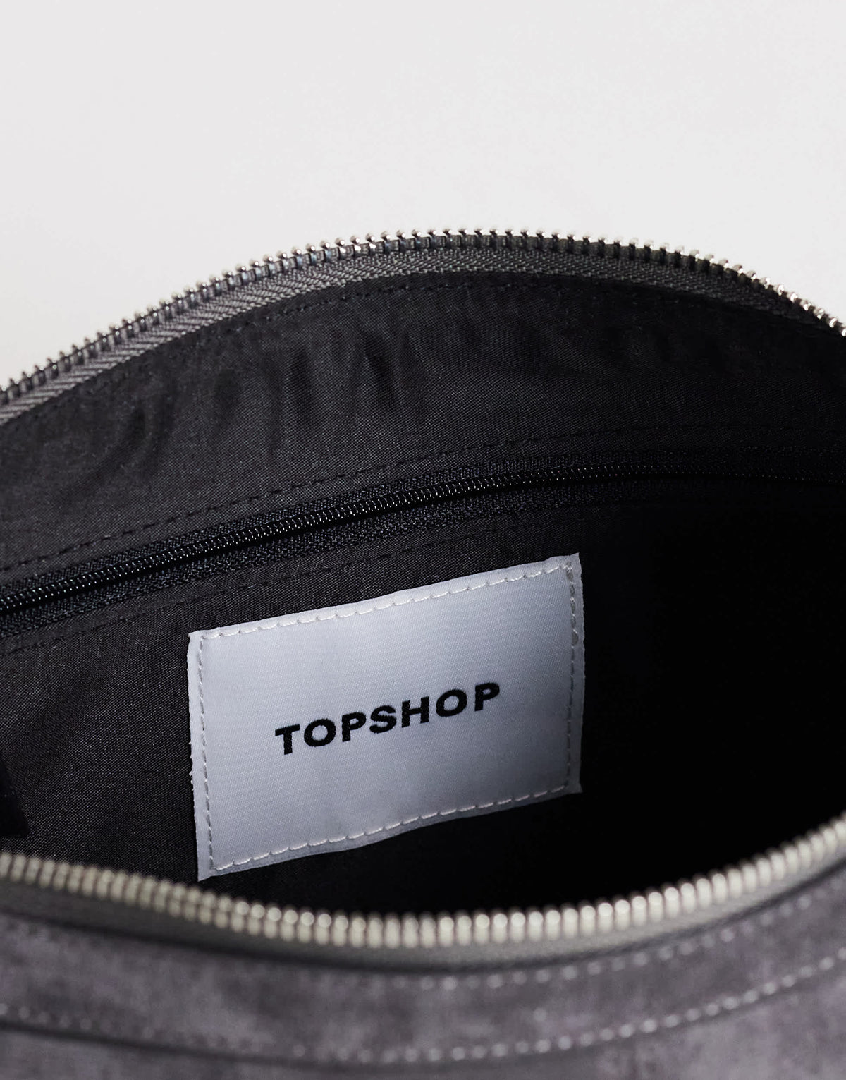 Topshop Saskia large suedette shoulder bag in grey