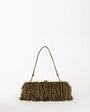 Topshop Steele small faux feather shoulder bag in khaki