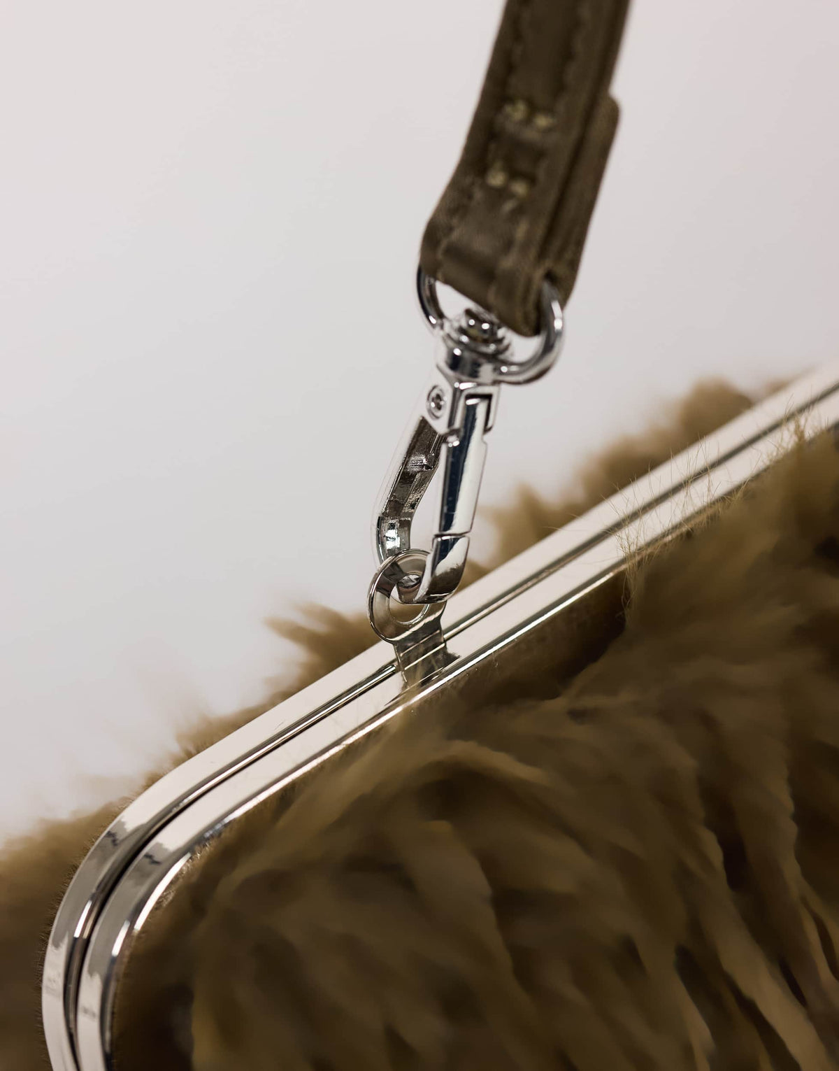 Topshop Steele small faux feather shoulder bag in khaki