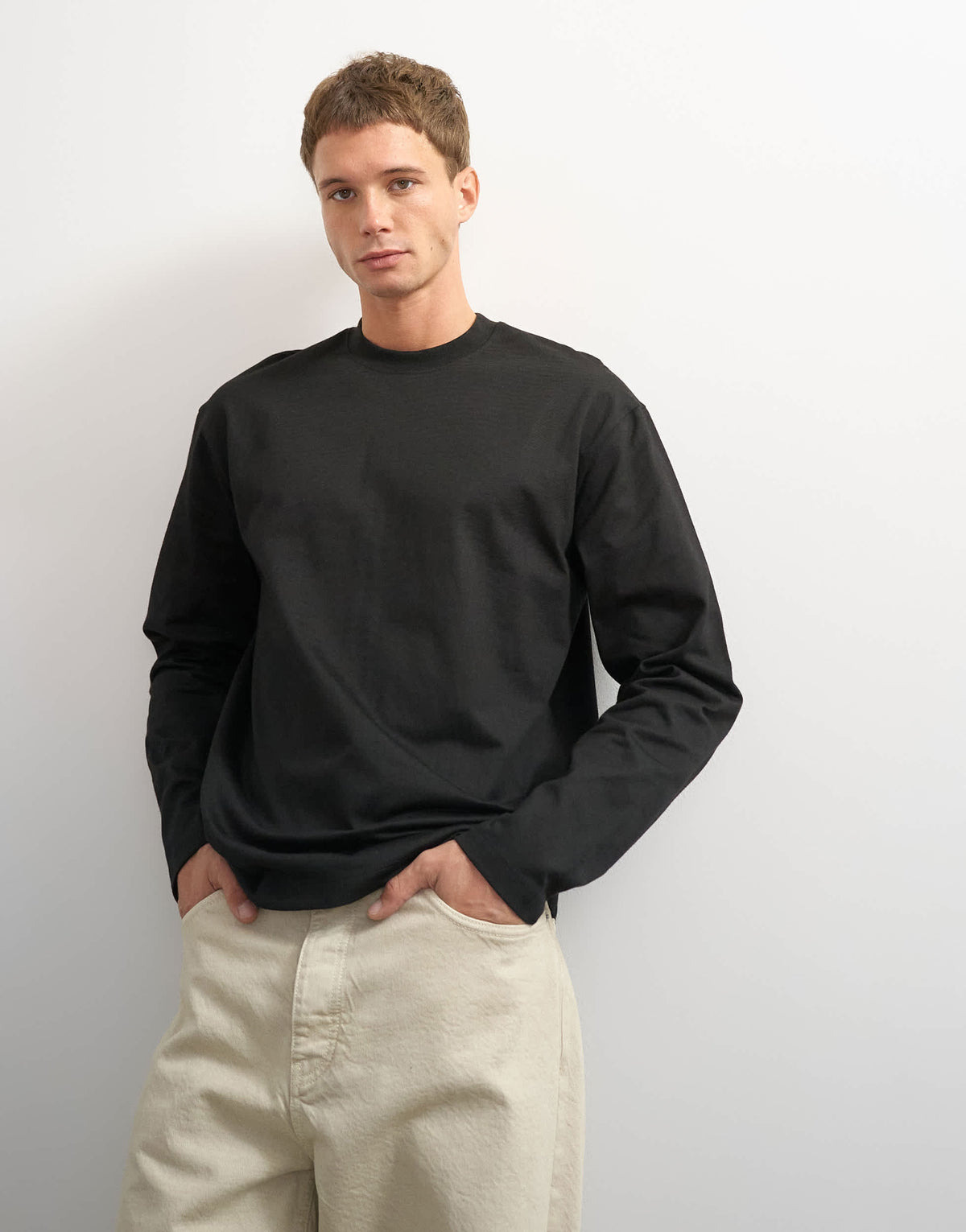 Topman relaxed fit long sleeve t-shirt in black