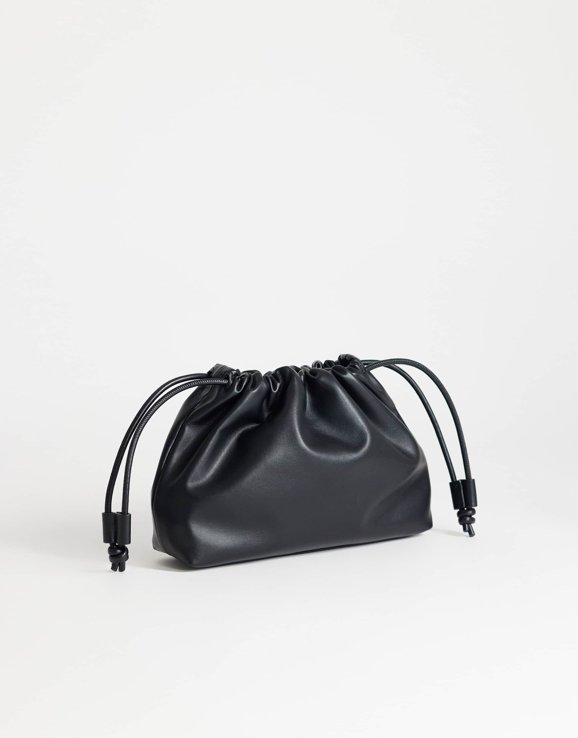 Topshop Celia medium ruched clutch bag in black