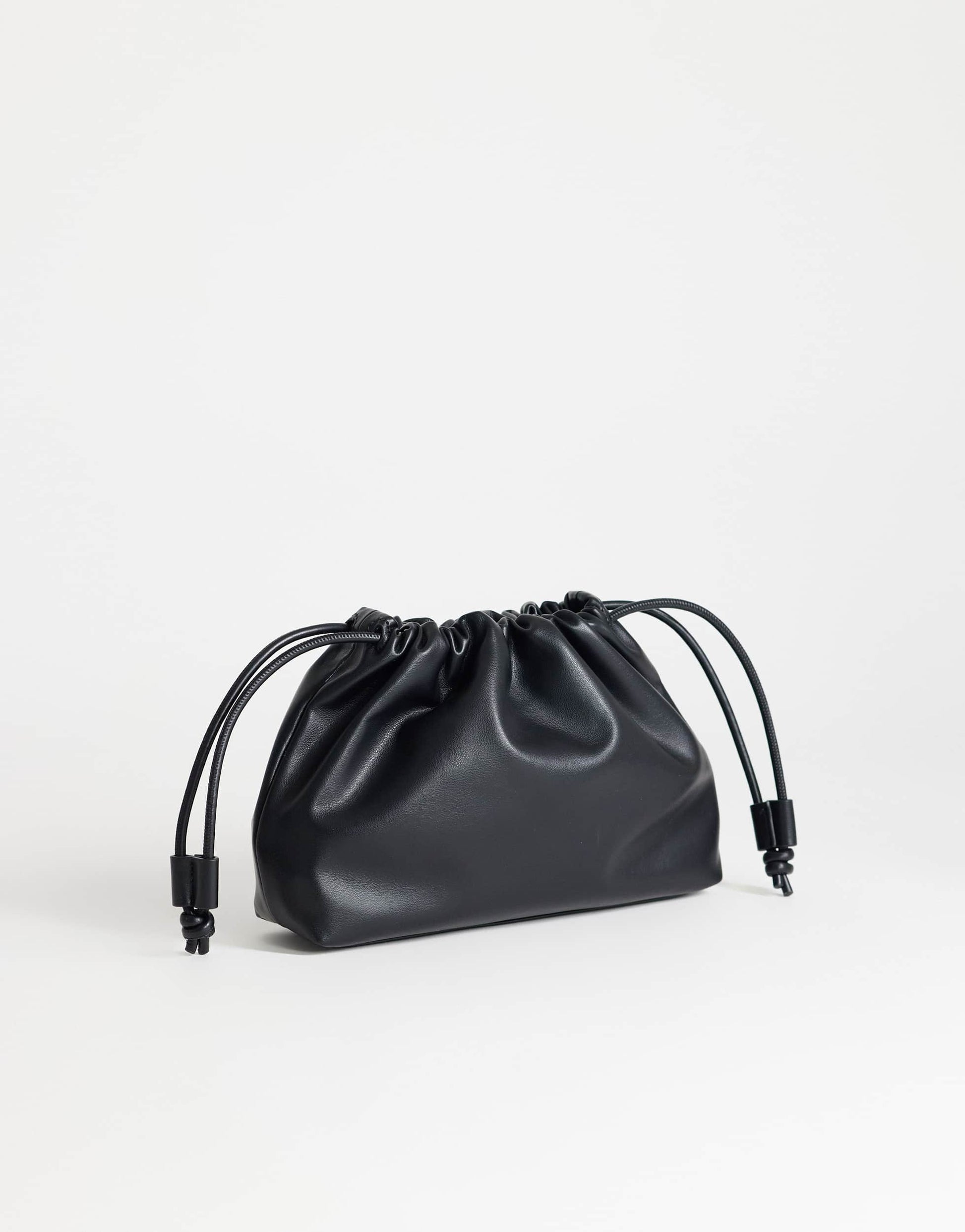 Topshop Celia medium ruched clutch bag in black