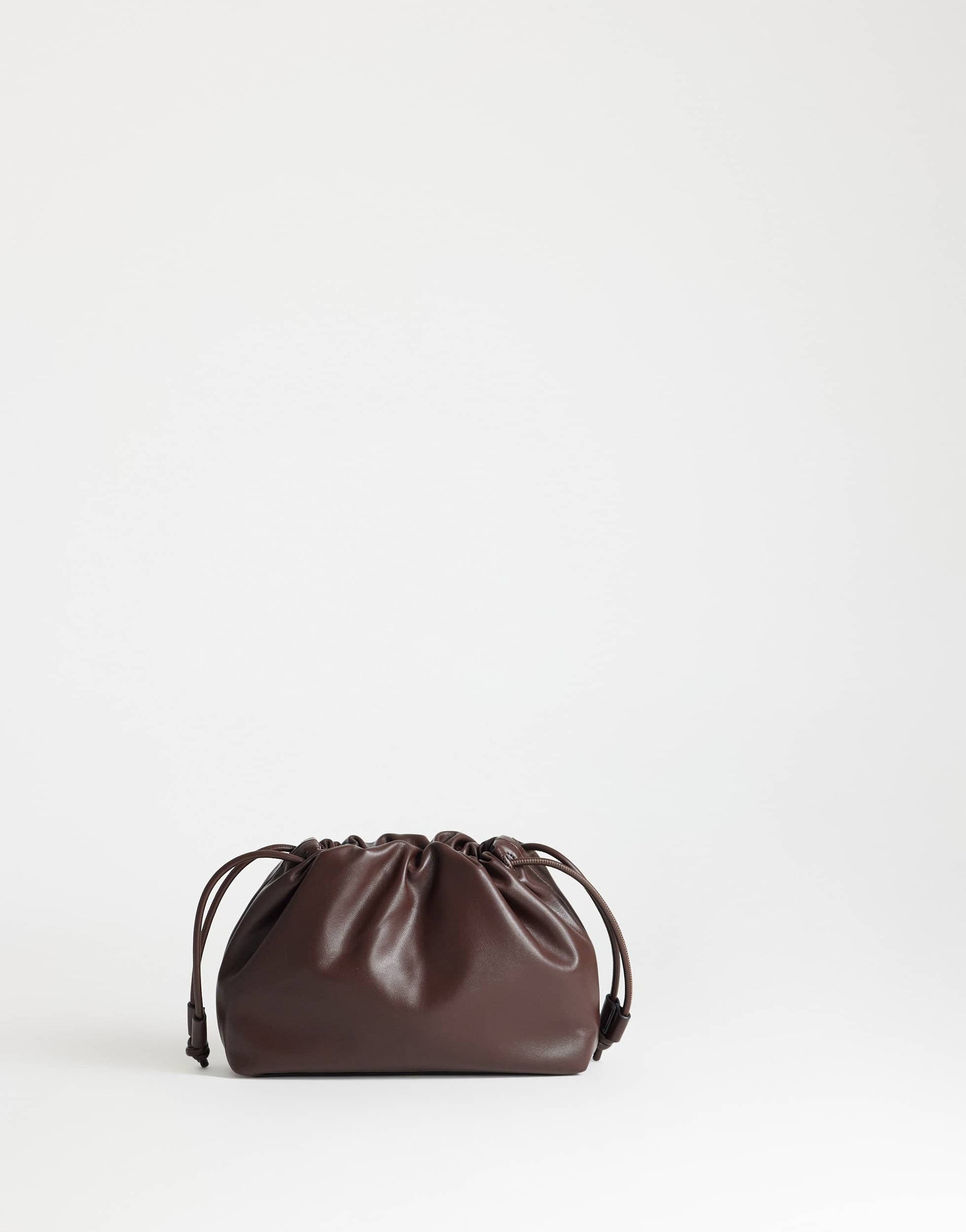 Topshop Celia medium ruched clutch bag in chocolate