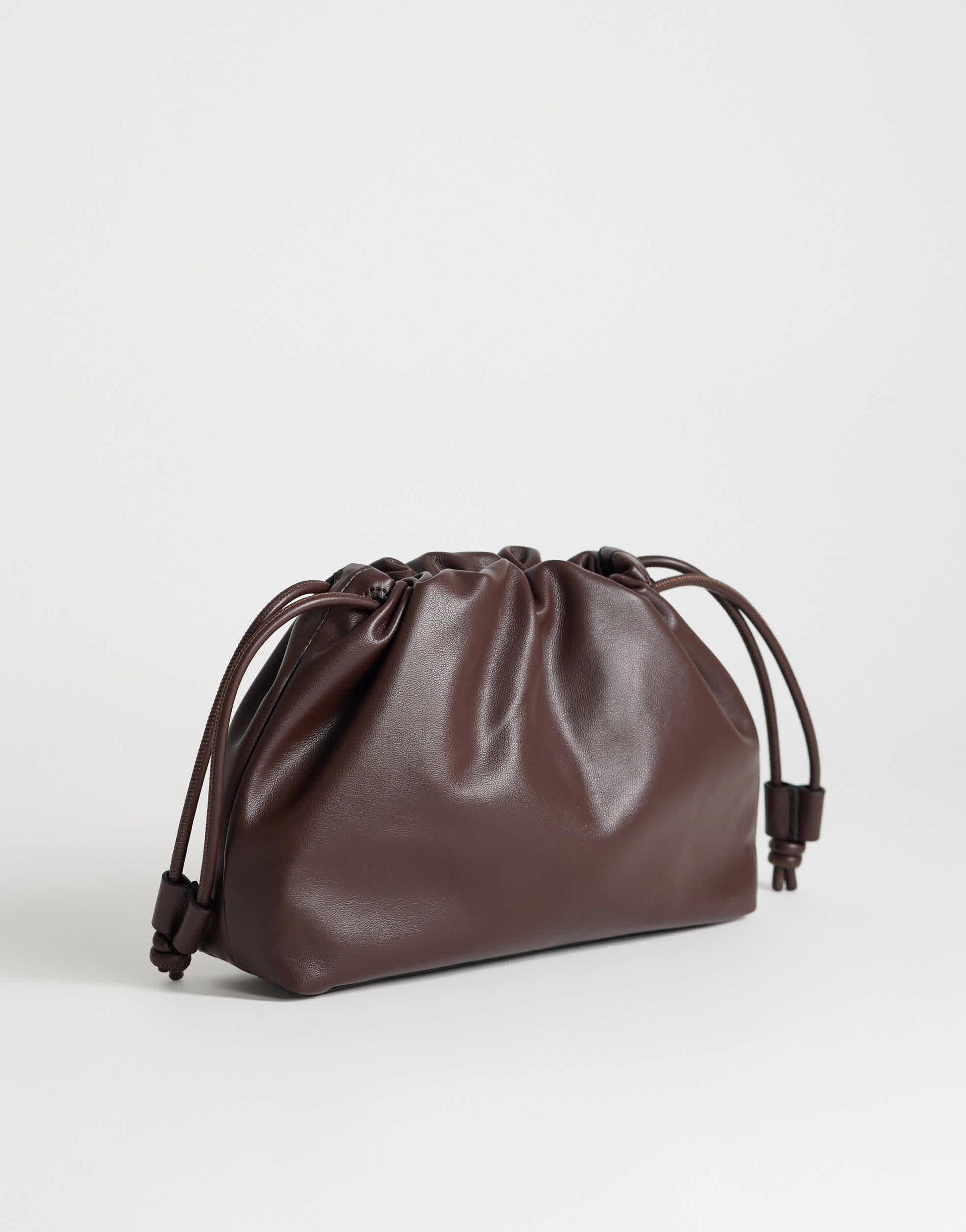 Topshop Celia medium ruched clutch bag in chocolate