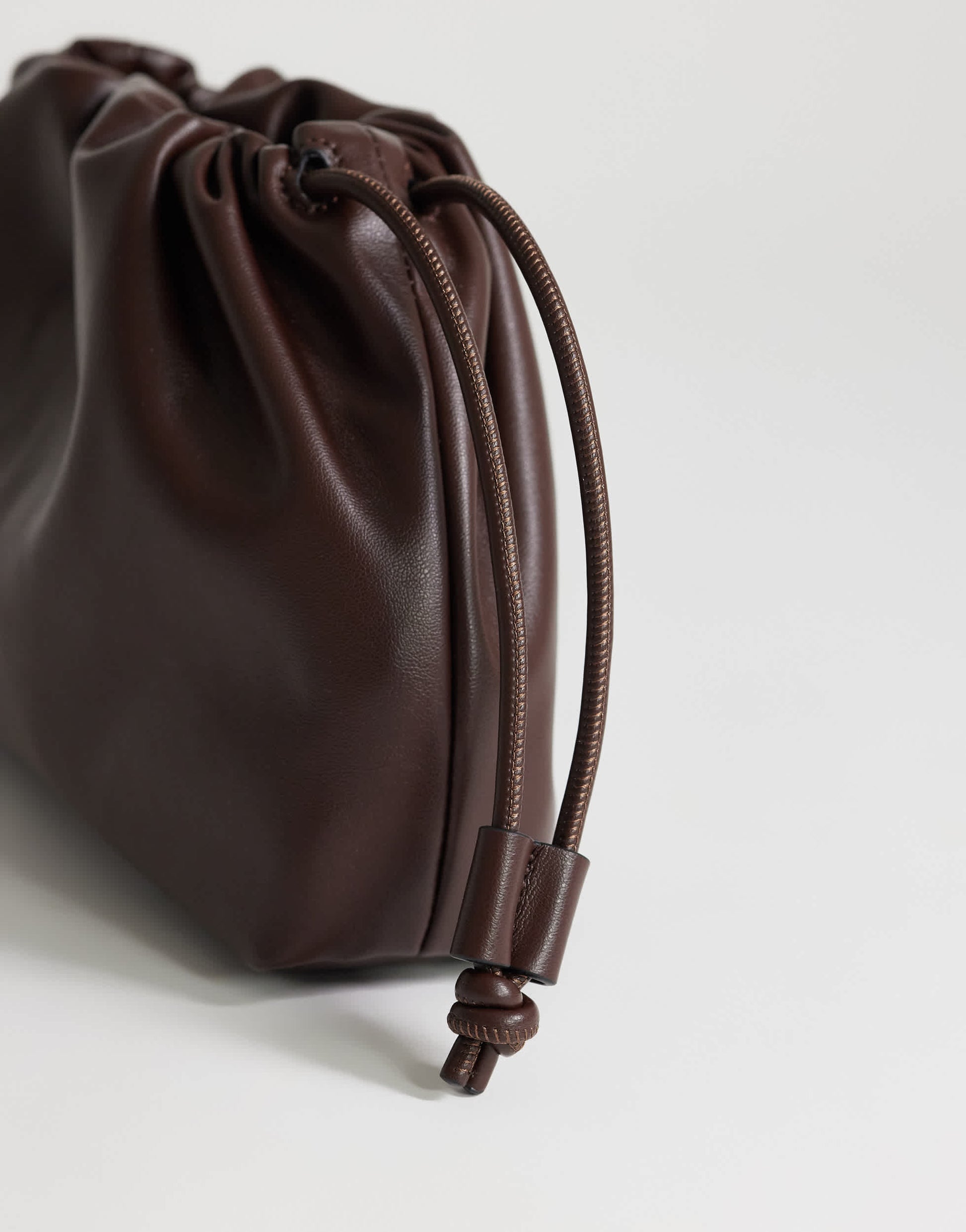 Topshop Celia medium ruched clutch bag in chocolate