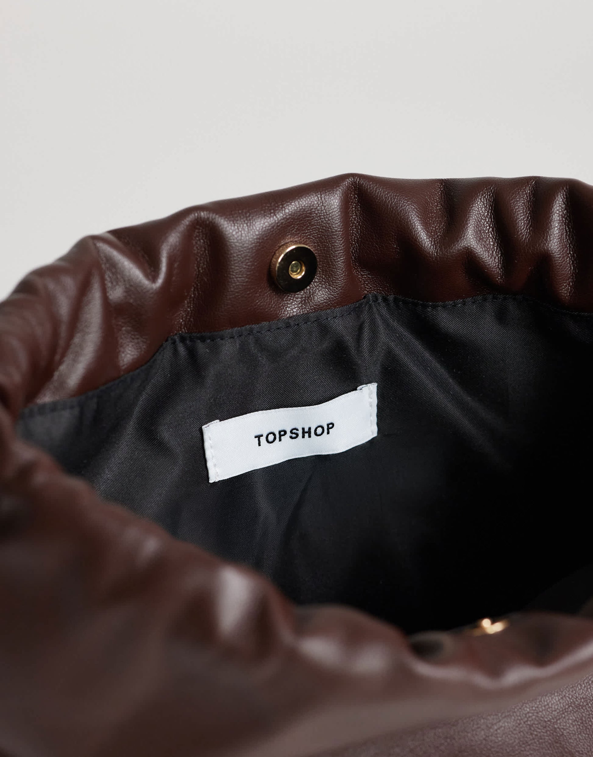 Topshop Celia medium ruched clutch bag in chocolate