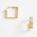 Boucles d’oreilles carrées en acier inoxydable imperméables Topshop Delia, dorées avec des touches argentées