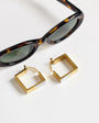 Topshop Delia waterproof stainless steel square hoop earring in gold with silver
