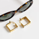 Topshop Delia waterproof stainless steel square hoop earring in gold with silver
