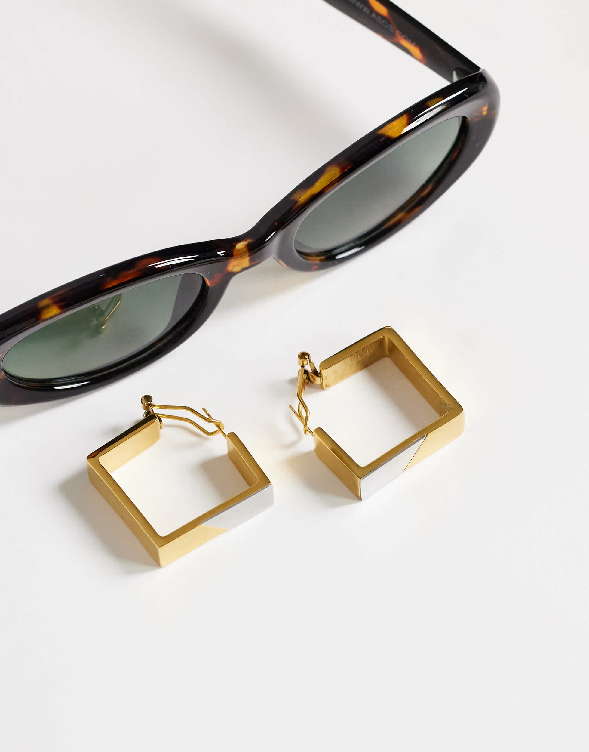 Topshop Delia waterproof stainless steel square hoop earring in gold with silver