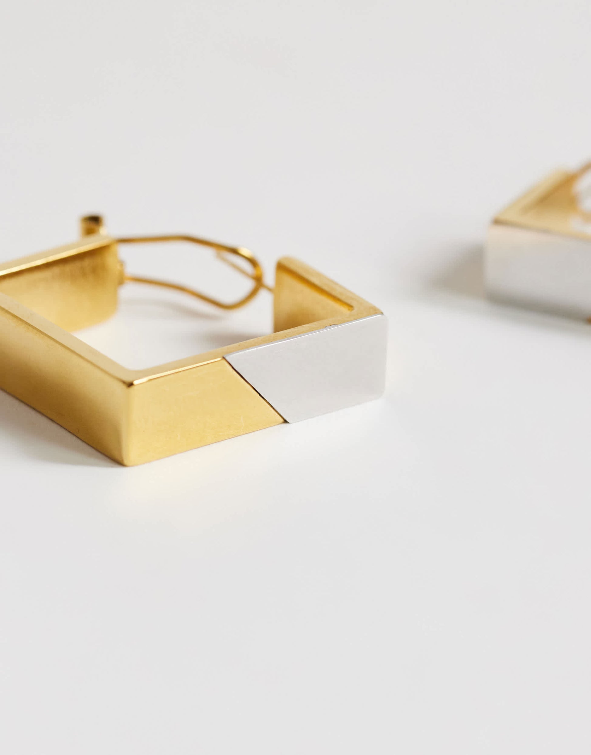 Topshop Delia waterproof stainless steel square hoop earring in gold with silver
