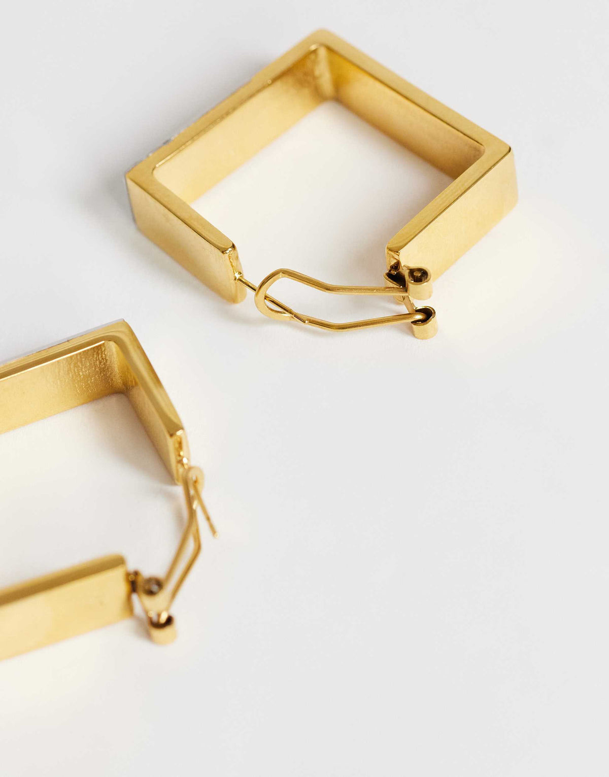 Topshop Delia waterproof stainless steel square hoop earring in gold with silver
