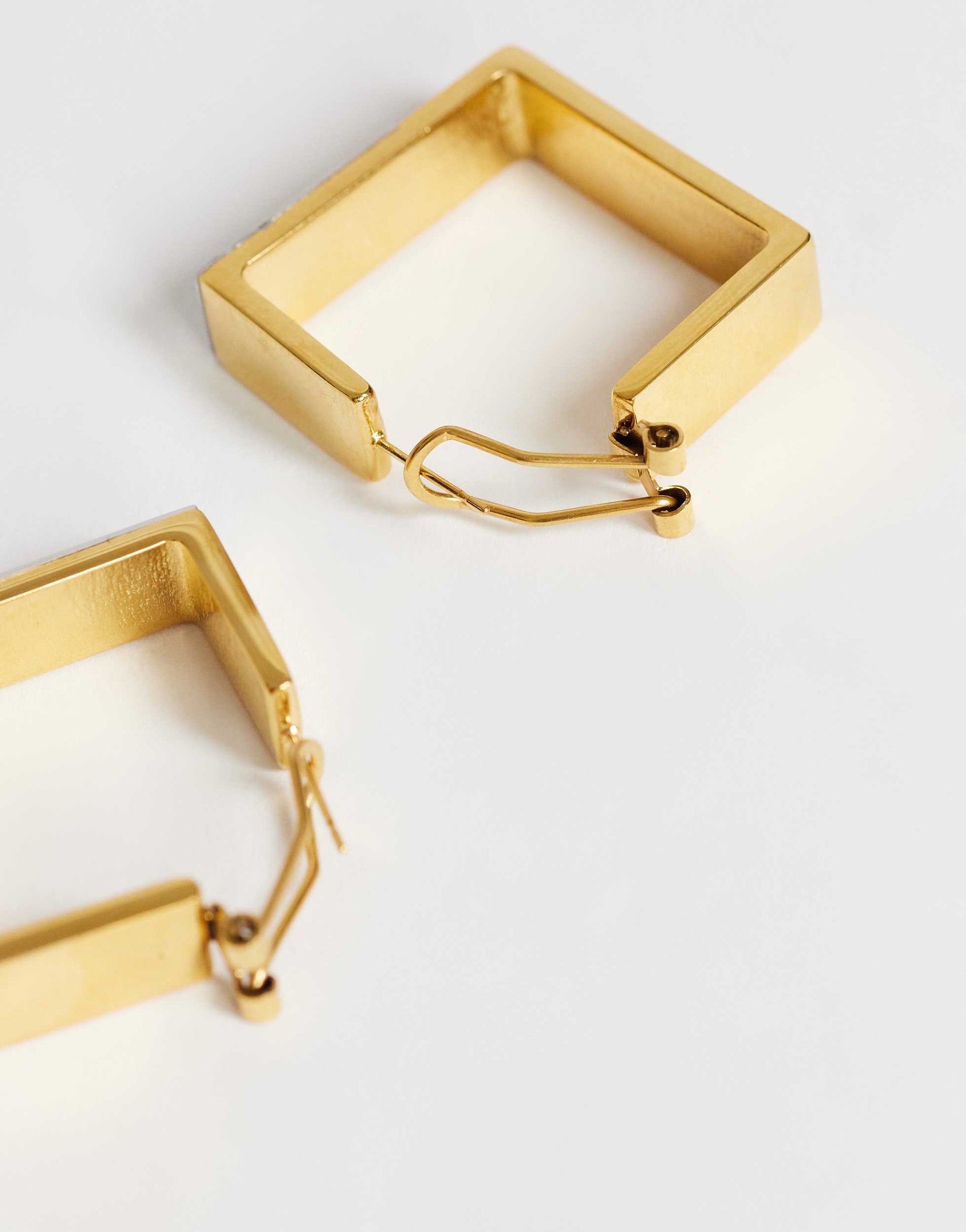 Topshop Delia waterproof stainless steel square hoop earring in gold with silver