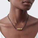 Topshop Octavia collar length necklace in black with gold detail