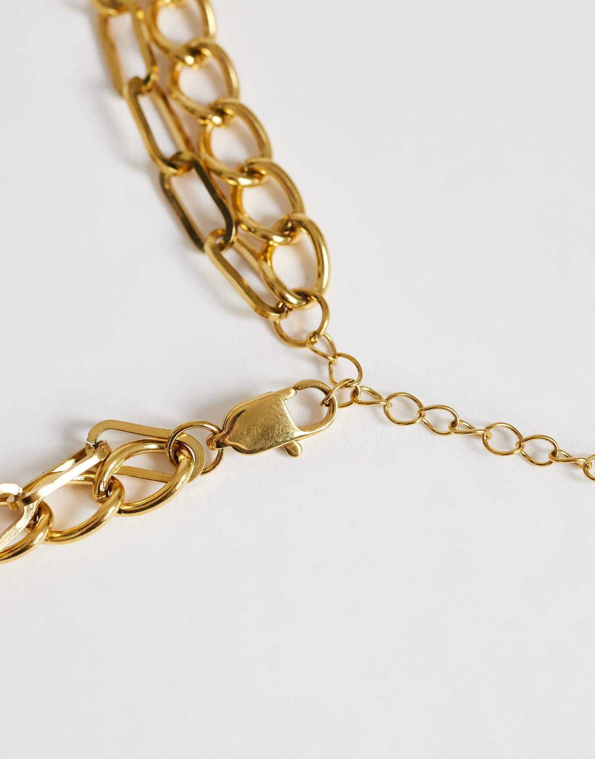 Topshop Oakley stainless steel multi chain necklace with orange stone in gold