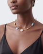Topshop Omelia necklace in faux pearl, gold and blue