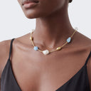 Topshop Omelia necklace in faux pearl, gold and blue
