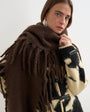 Topshop Sadie fringing scarf in chocolate