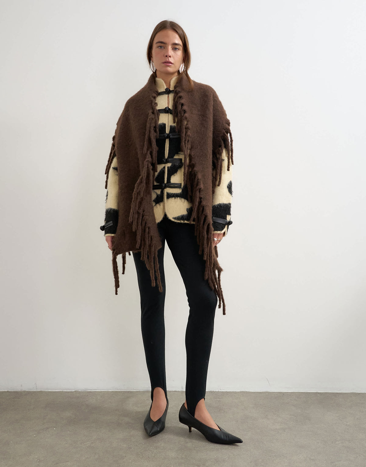 Topshop Sadie fringing scarf in chocolate