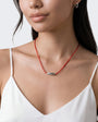Topshop Octavia collar length necklace in red with silver detail