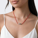 Topshop Octavia collar length necklace in red with silver detail