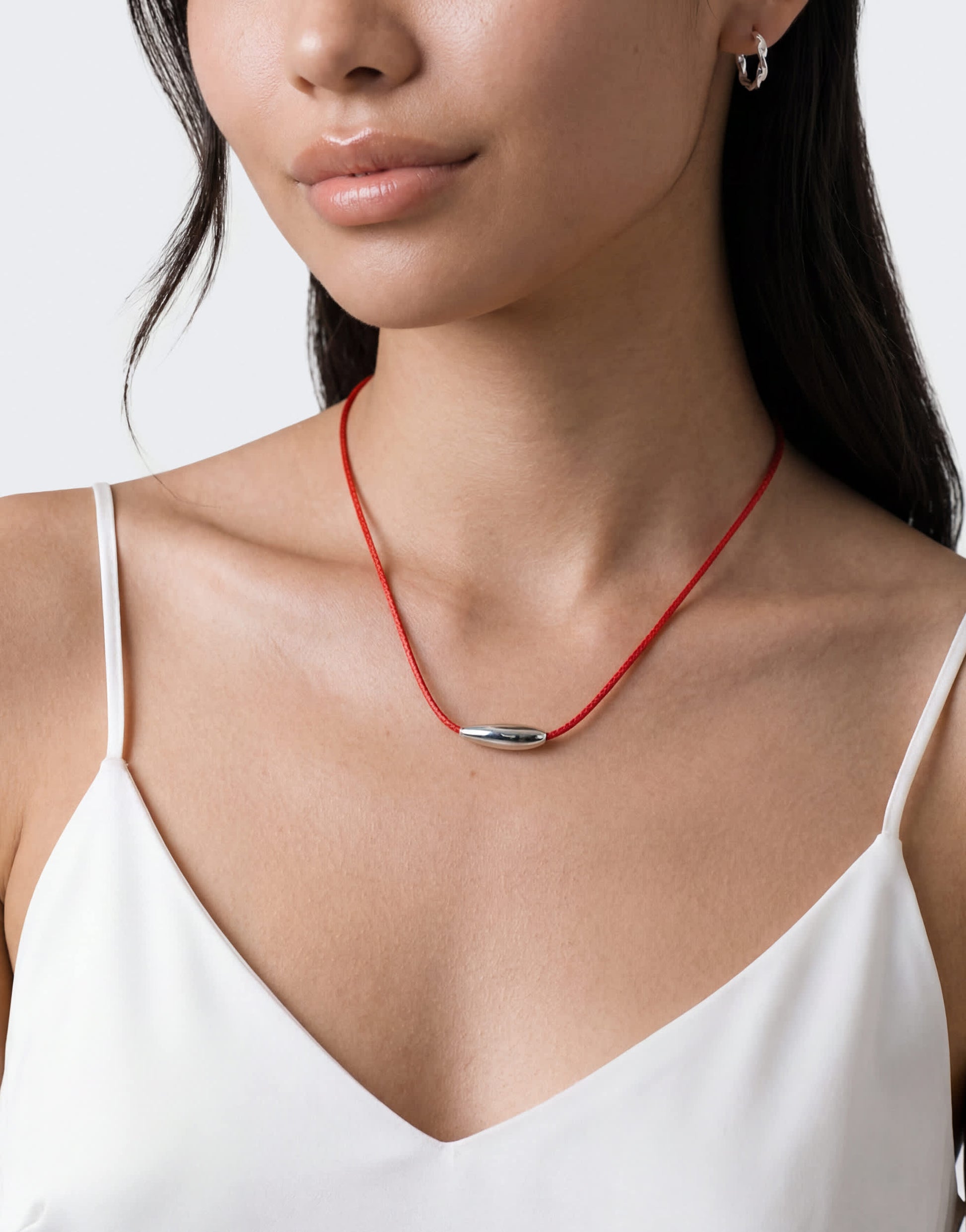 Topshop Octavia collar length necklace in red with silver detail