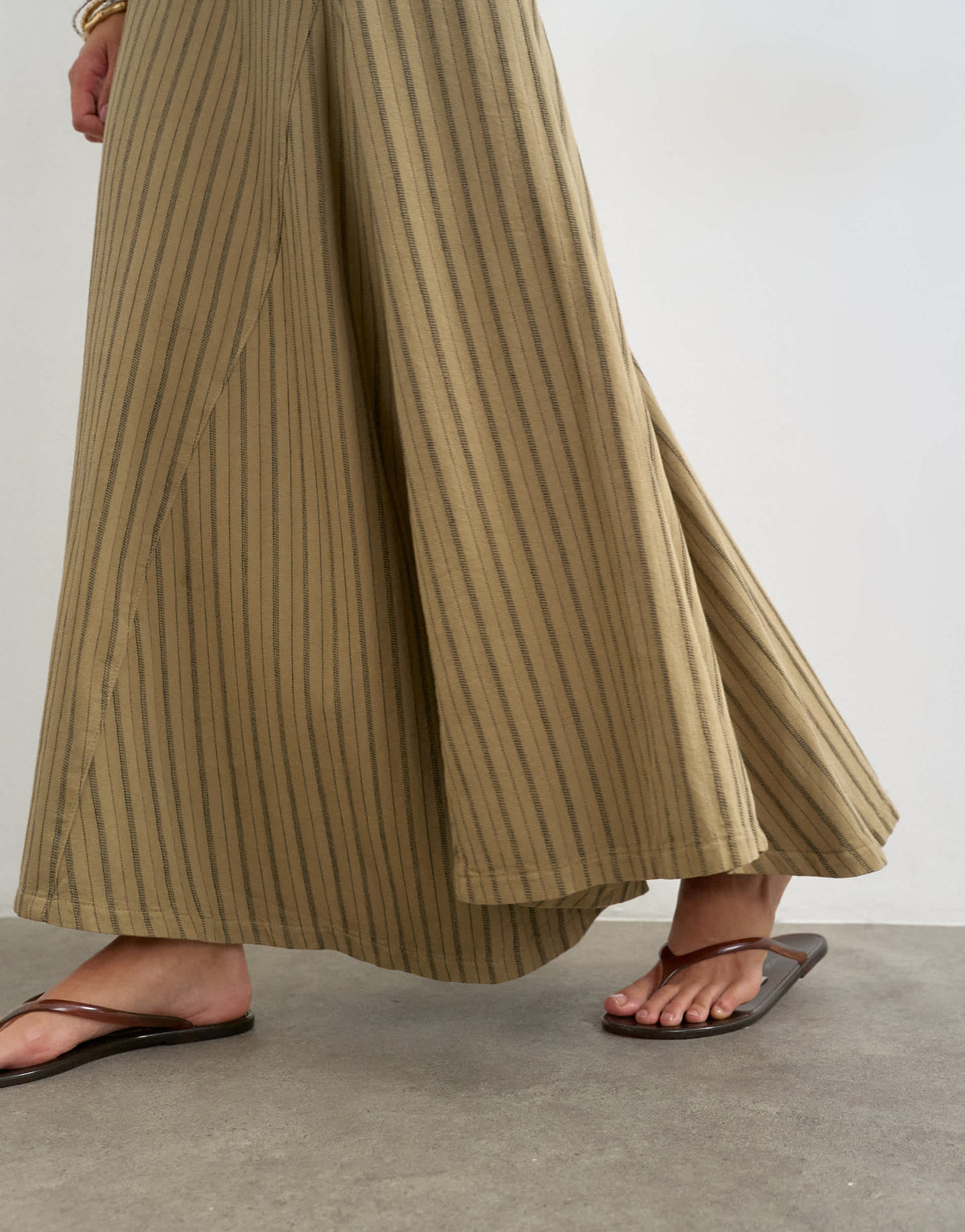 Topshop denim asymmetric drop waist maxi skirt in khaki stripe
