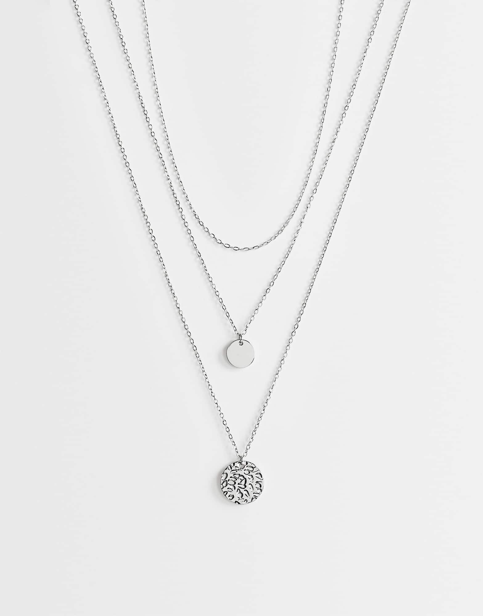 Topshop Oliver waterproof stainless steel multi layer necklace in silver