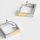 Topshop Delia waterproof stainless steel square hoop earring in silver with gold