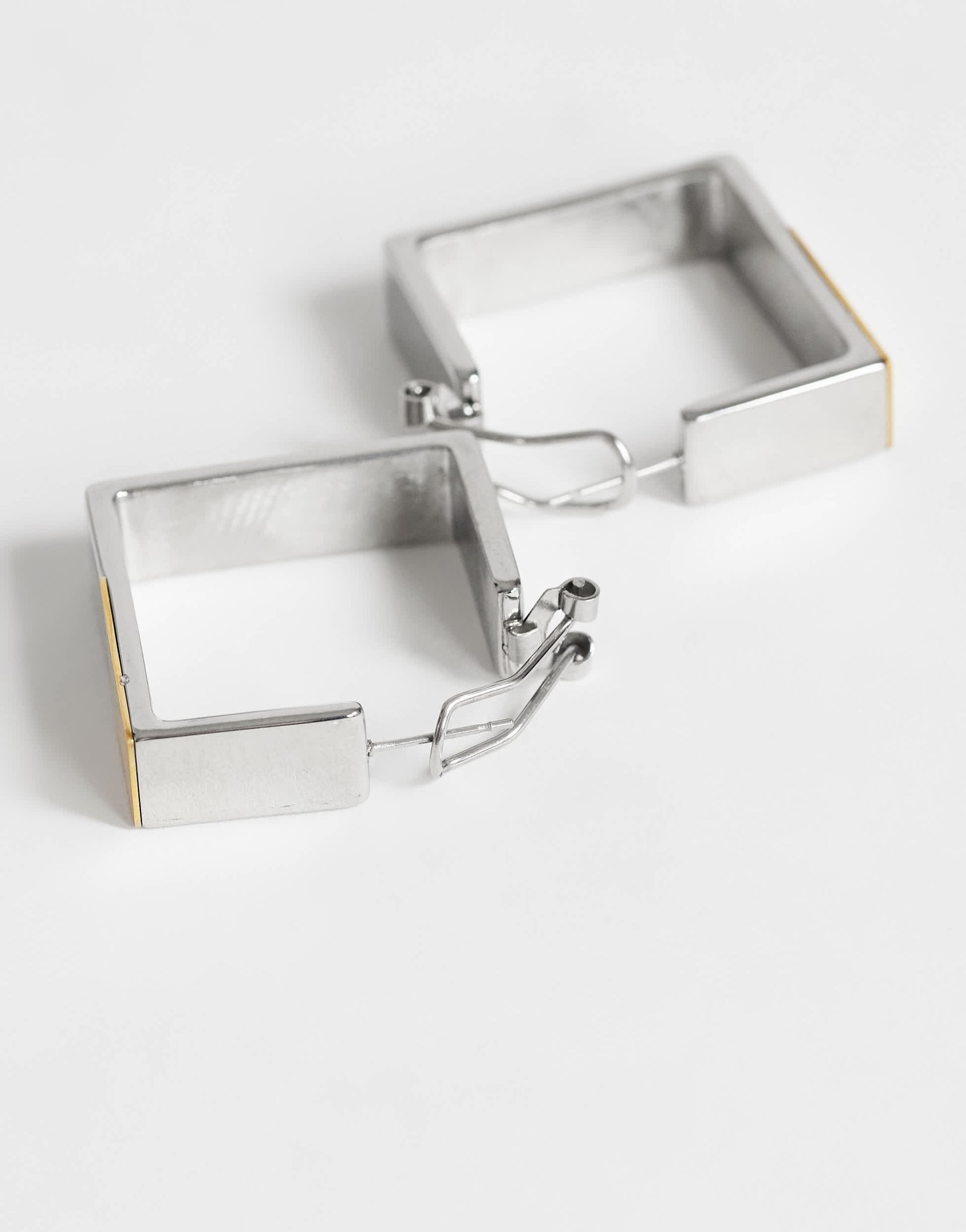 Topshop Delia waterproof stainless steel square hoop earring in silver with gold