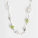 Topshop Omelia necklace in faux pearl, silver and green
