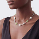 Topshop Omelia necklace in faux pearl, silver and green