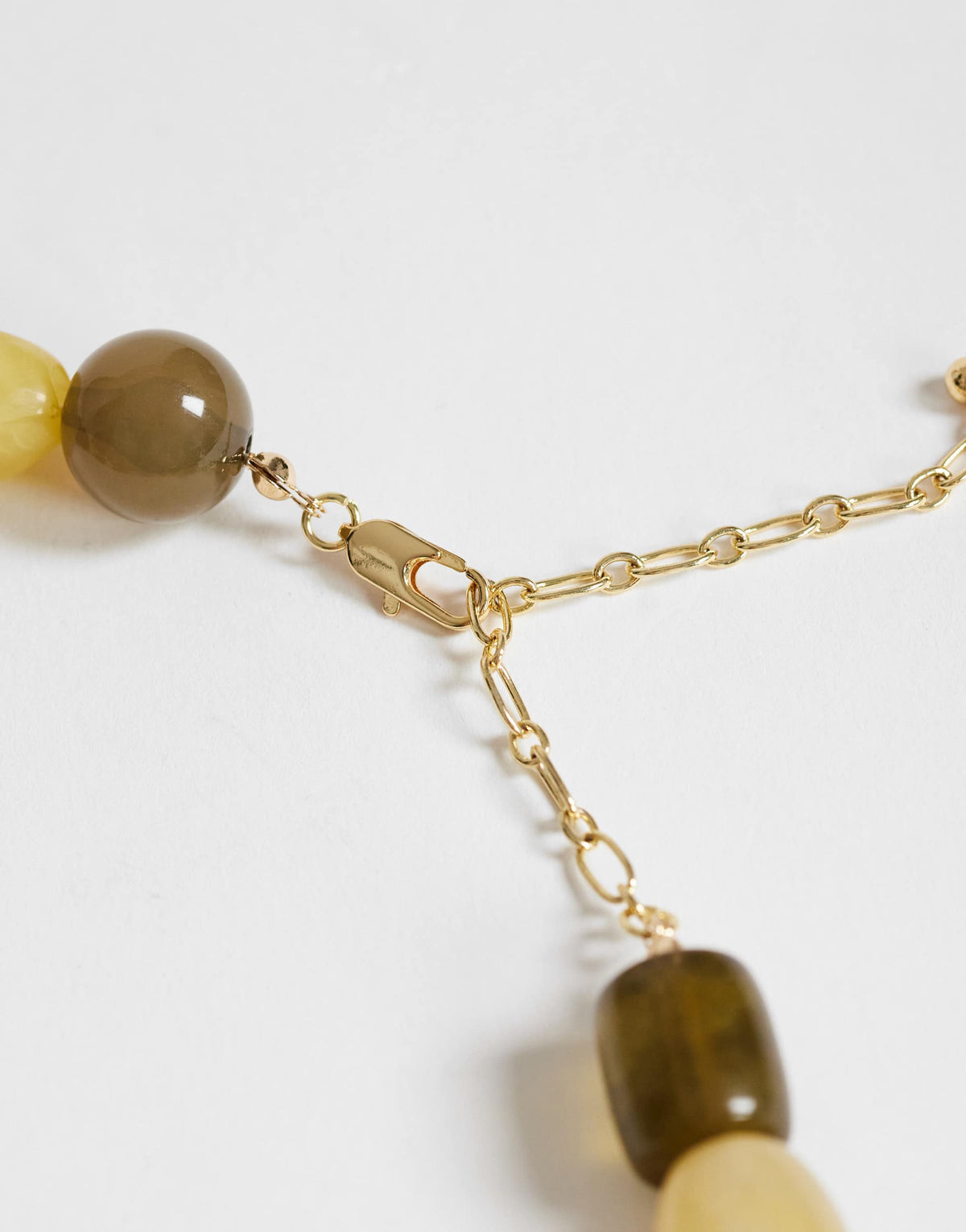 Topshop Olive bead necklace in green mix