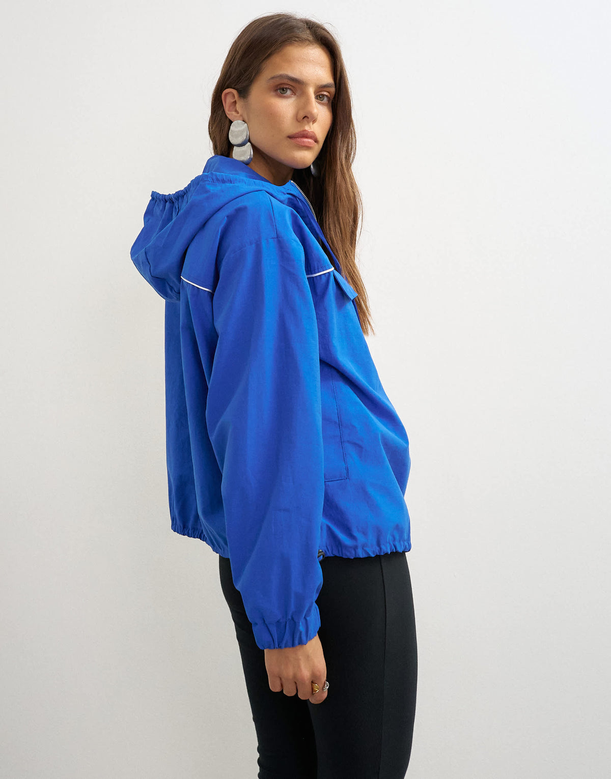 Topshop piping bomber in cobalt