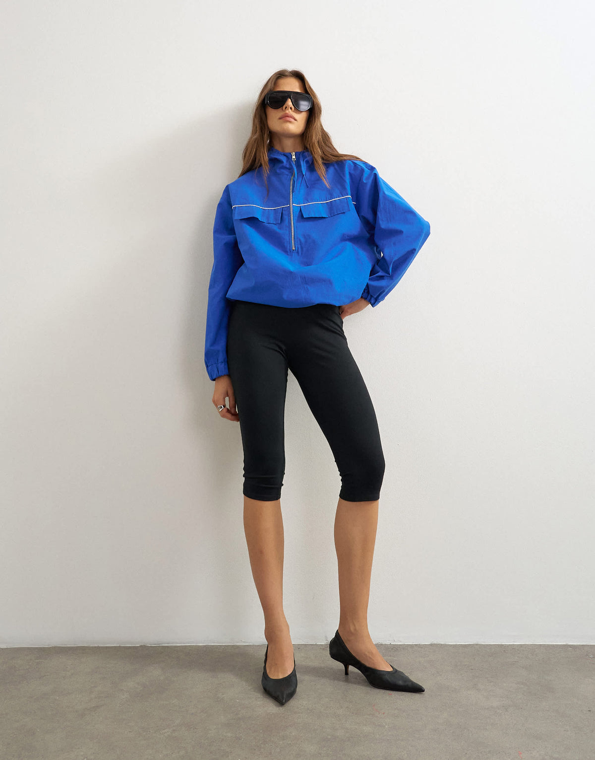 Topshop piping bomber in cobalt